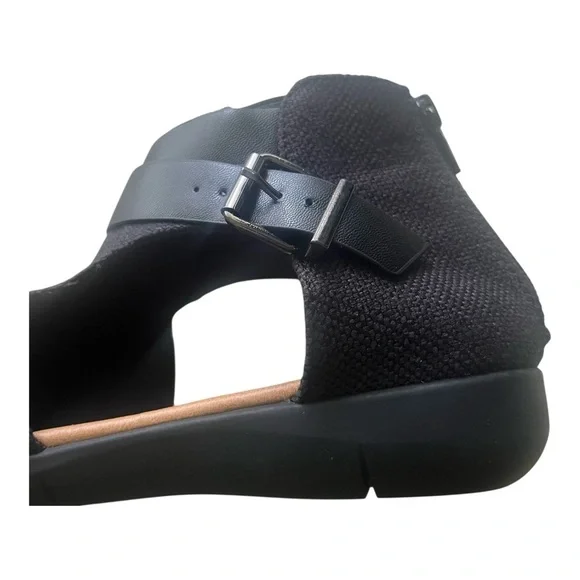 Comfortview summer sandals shoes 7.5 black canvas back zipper strap detail - Picture 3 of 16